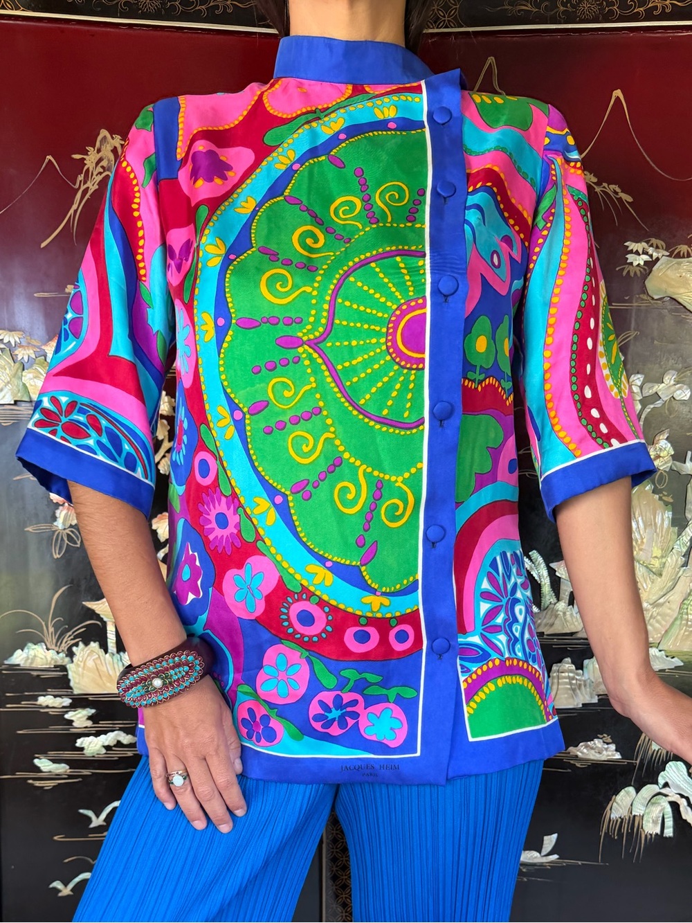 Vintage 60s French psychedelic silk shirt